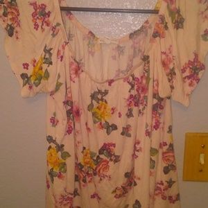 Light pink off shoulder floral print